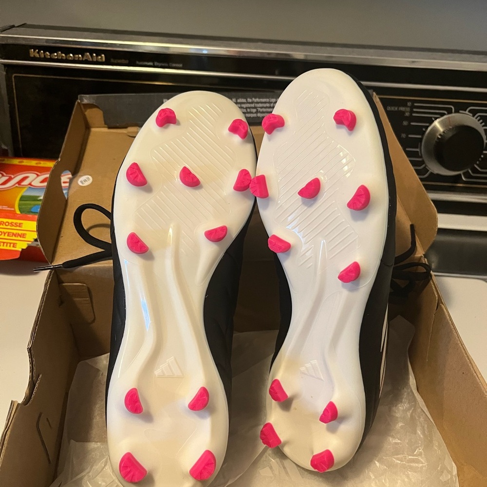 adidas Black and White Athletic Shoes with Pink Accents - Picture 3 of 4